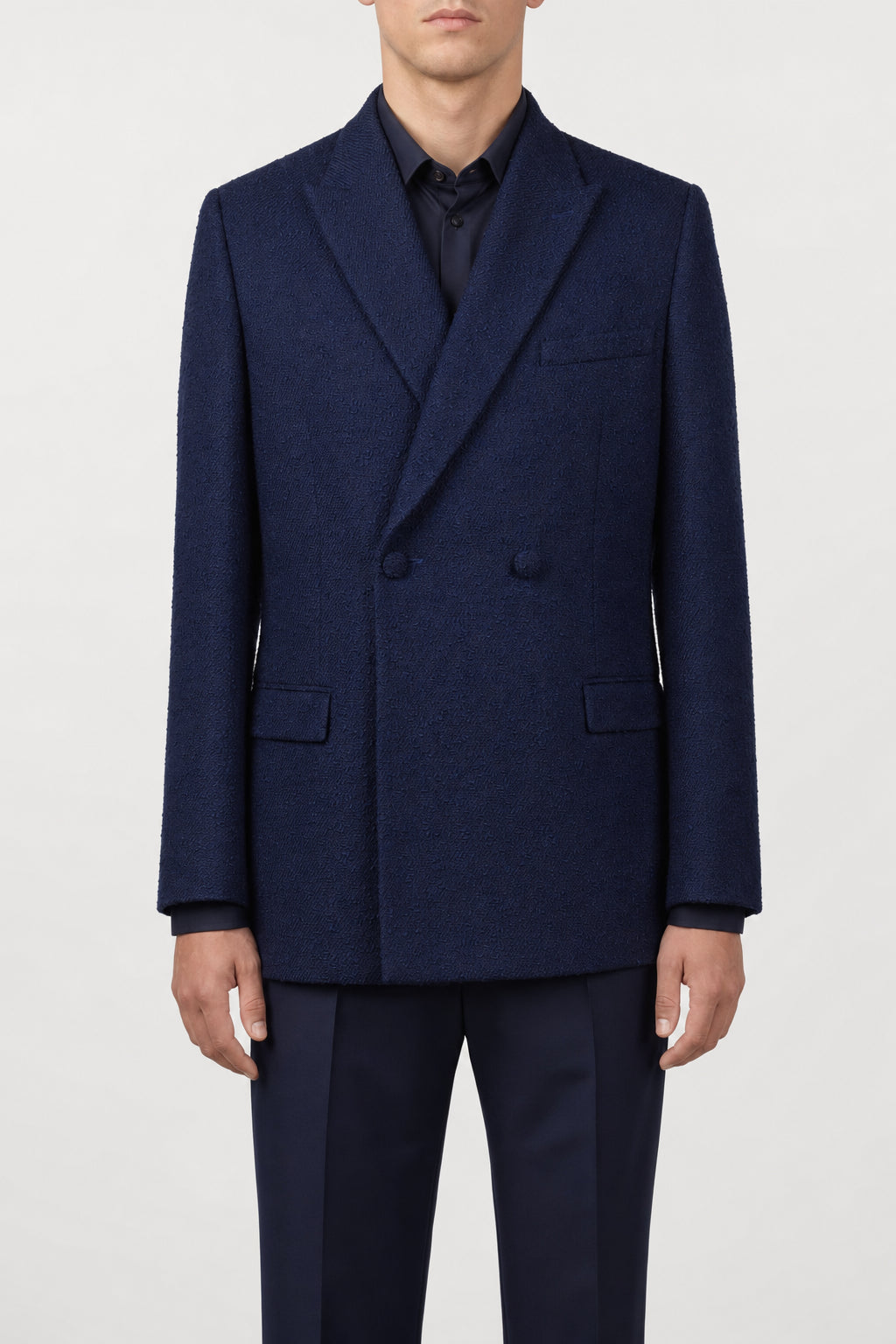 DIOR MEN'S NAVY TEXTURED DOUBLE BREASTED JACKET