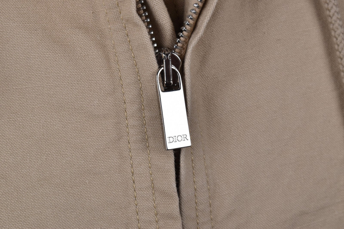 DIOR MEN'S BEIGE HOODED ZIP JACKET