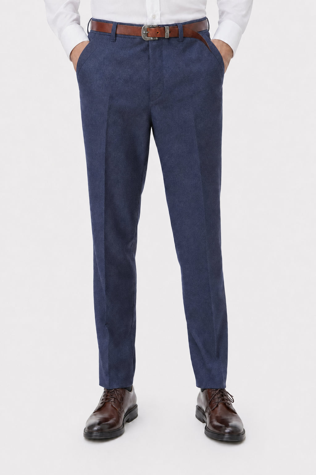 BRUNELLO CUCINELLI MEN'S DARK BLUE COTTON TROUSERS