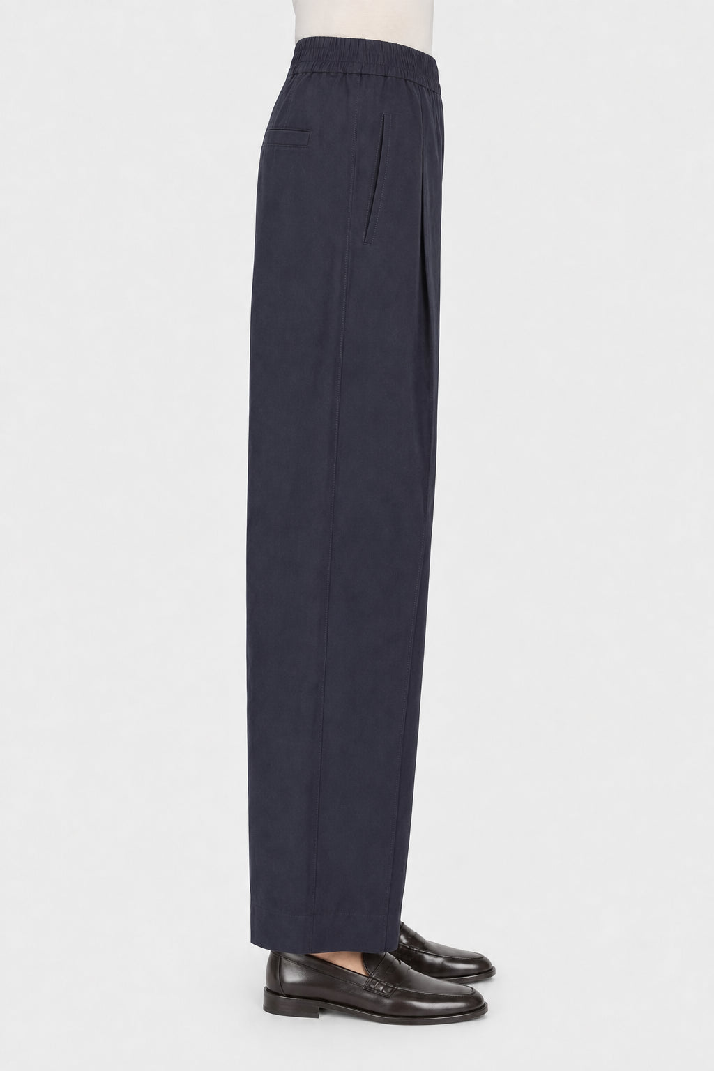BRUNELLO CUCINELLI WOMEN'S DARK BLUE COTTON TROUSERS