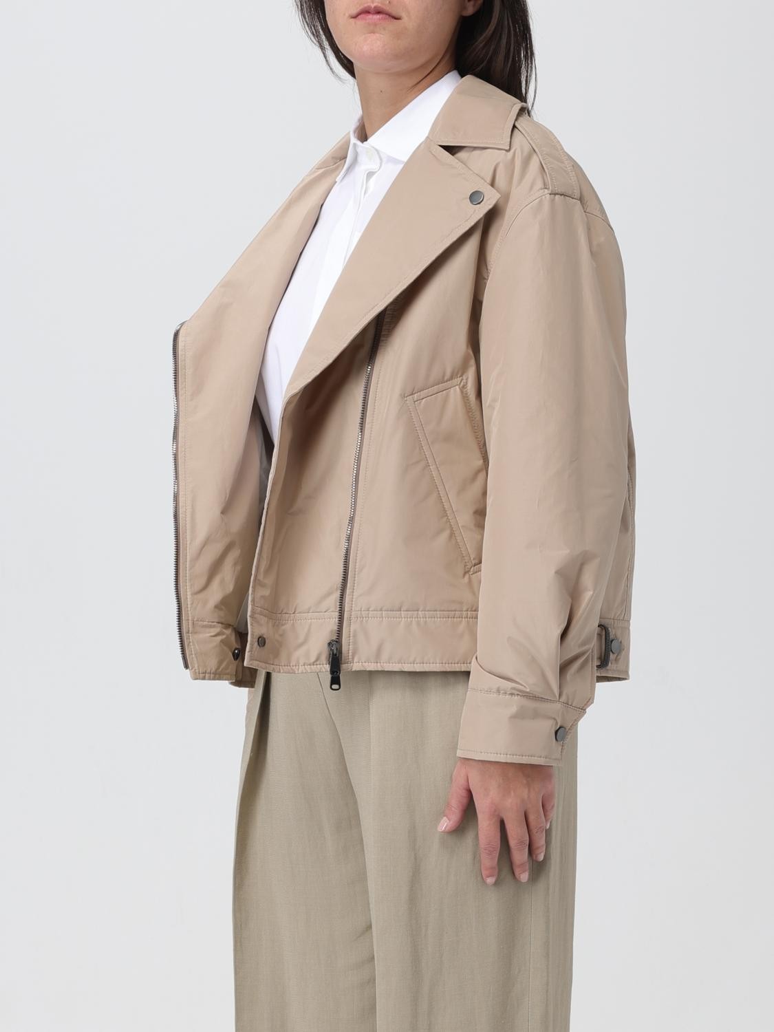 BRUNELLO CUCINELLI WOMEN'S BEIGE LIGHTWEIGHT ZIP JACKET