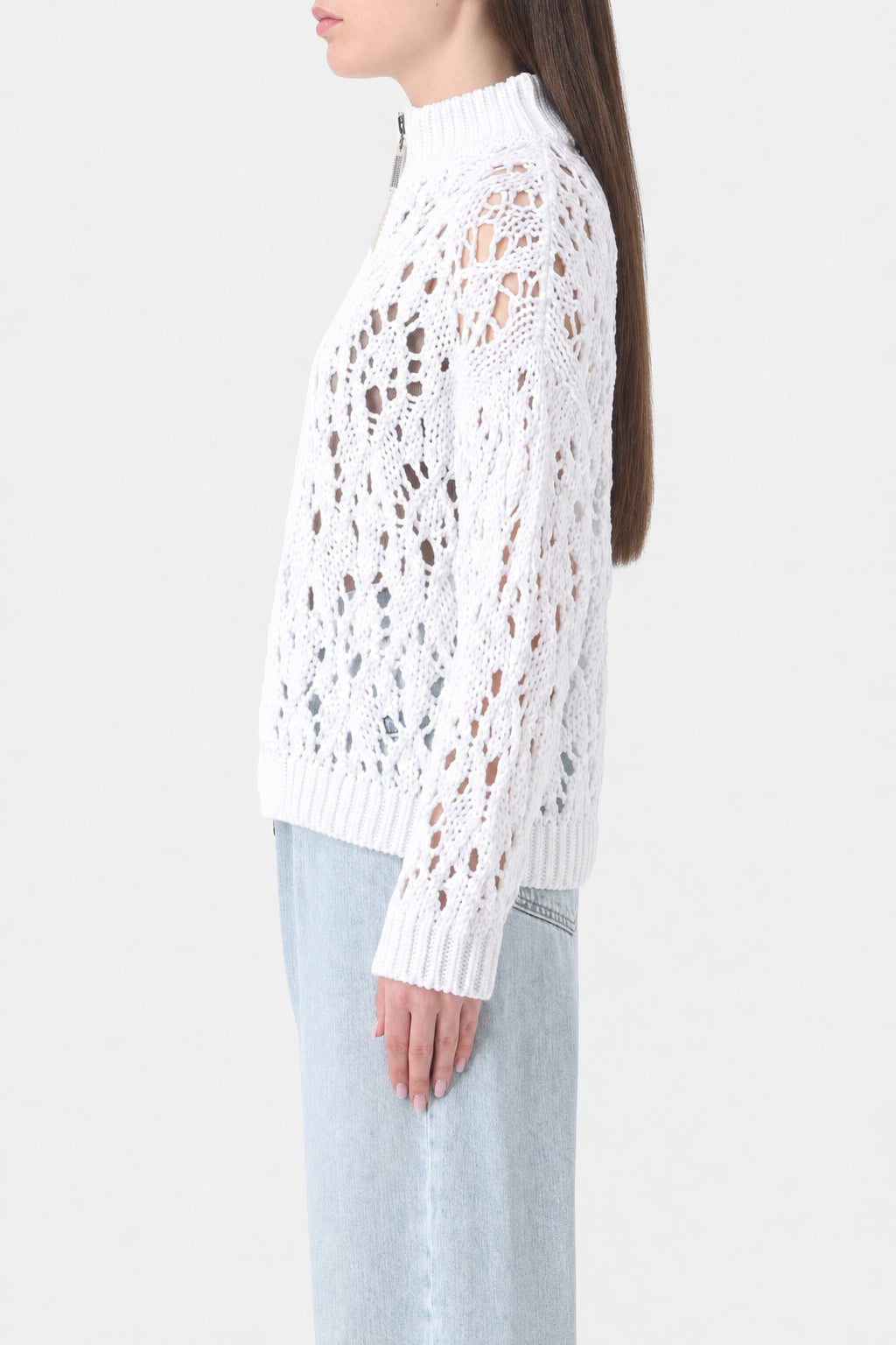 BRUNELLO CUCINELLI WOMEN'S WHITE COTTON KNIT SWEATER