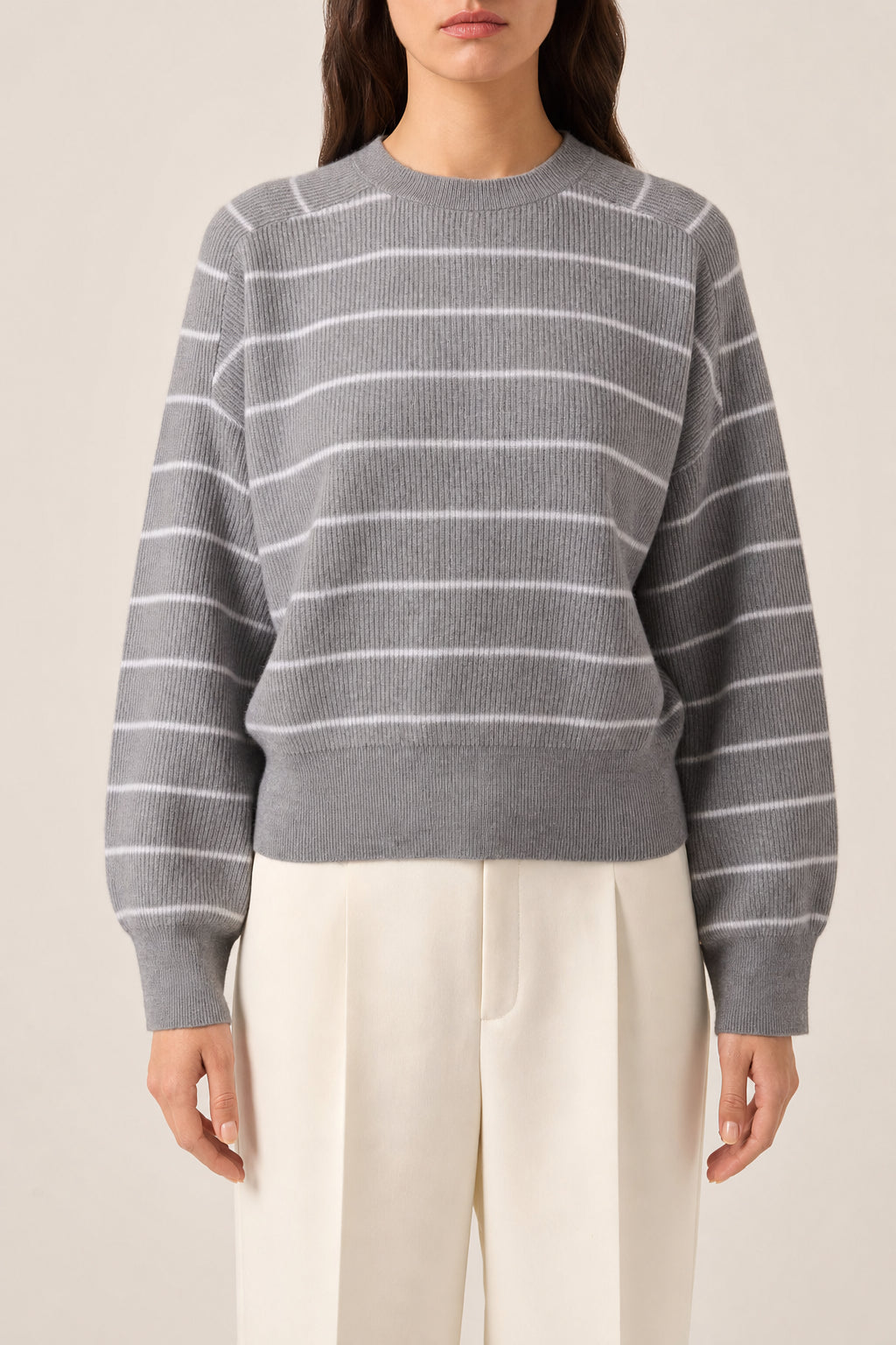 BRUNELLO CUCINELLI WOMEN'S GREY VIRGIN WOOL SWEATER