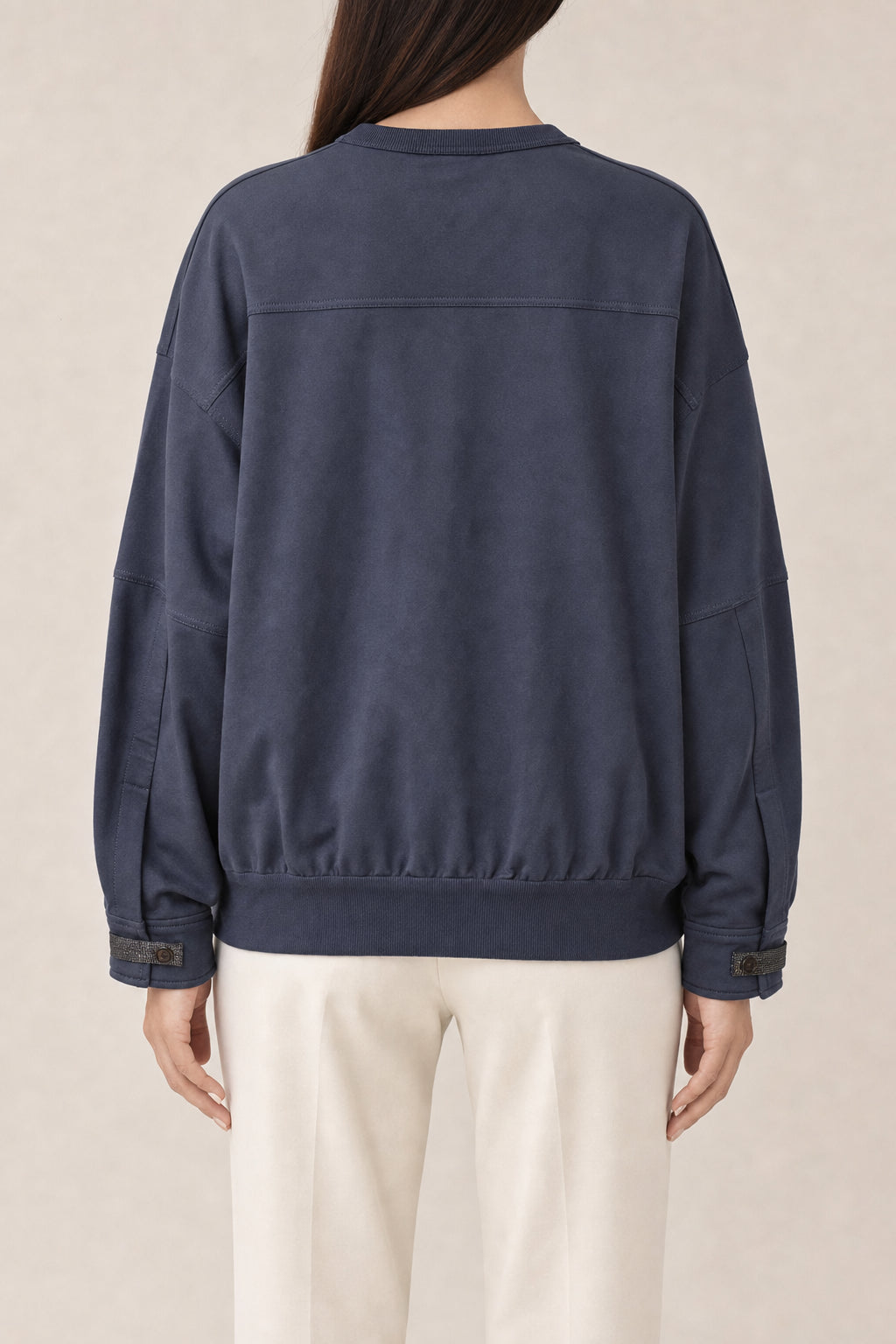 BRUNELLO CUCINELLI WOMEN'S DARK BLUE COTTON SWEATSHIRT
