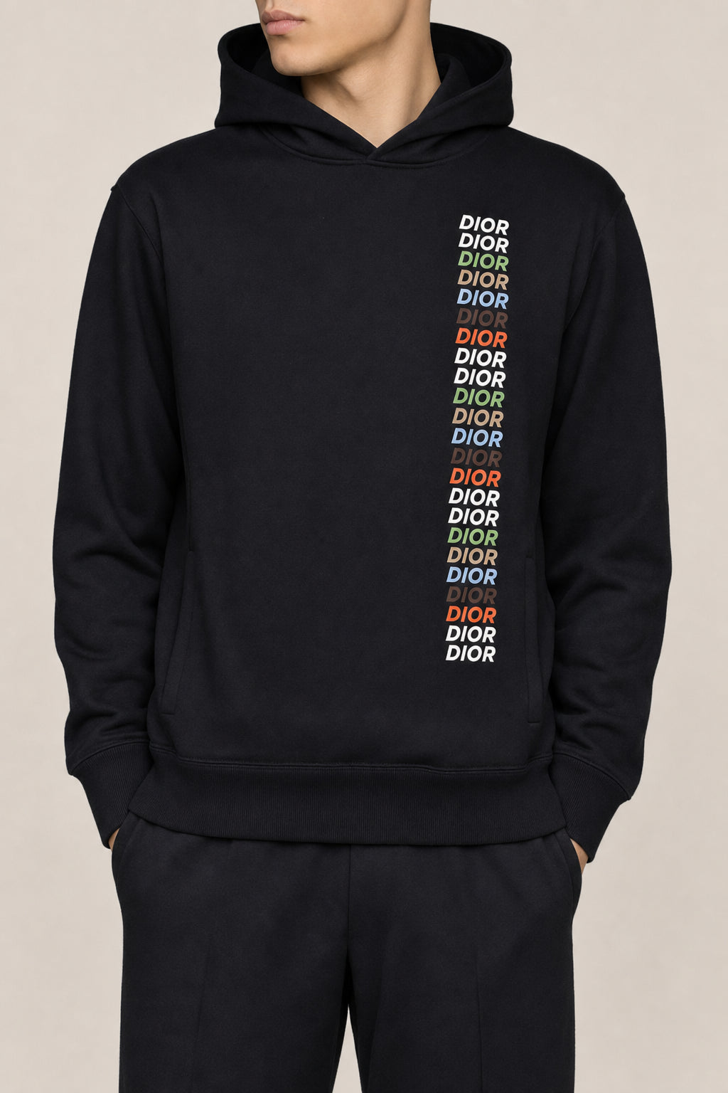 DIOR MEN'S BLACK PRINTED HOODIE
