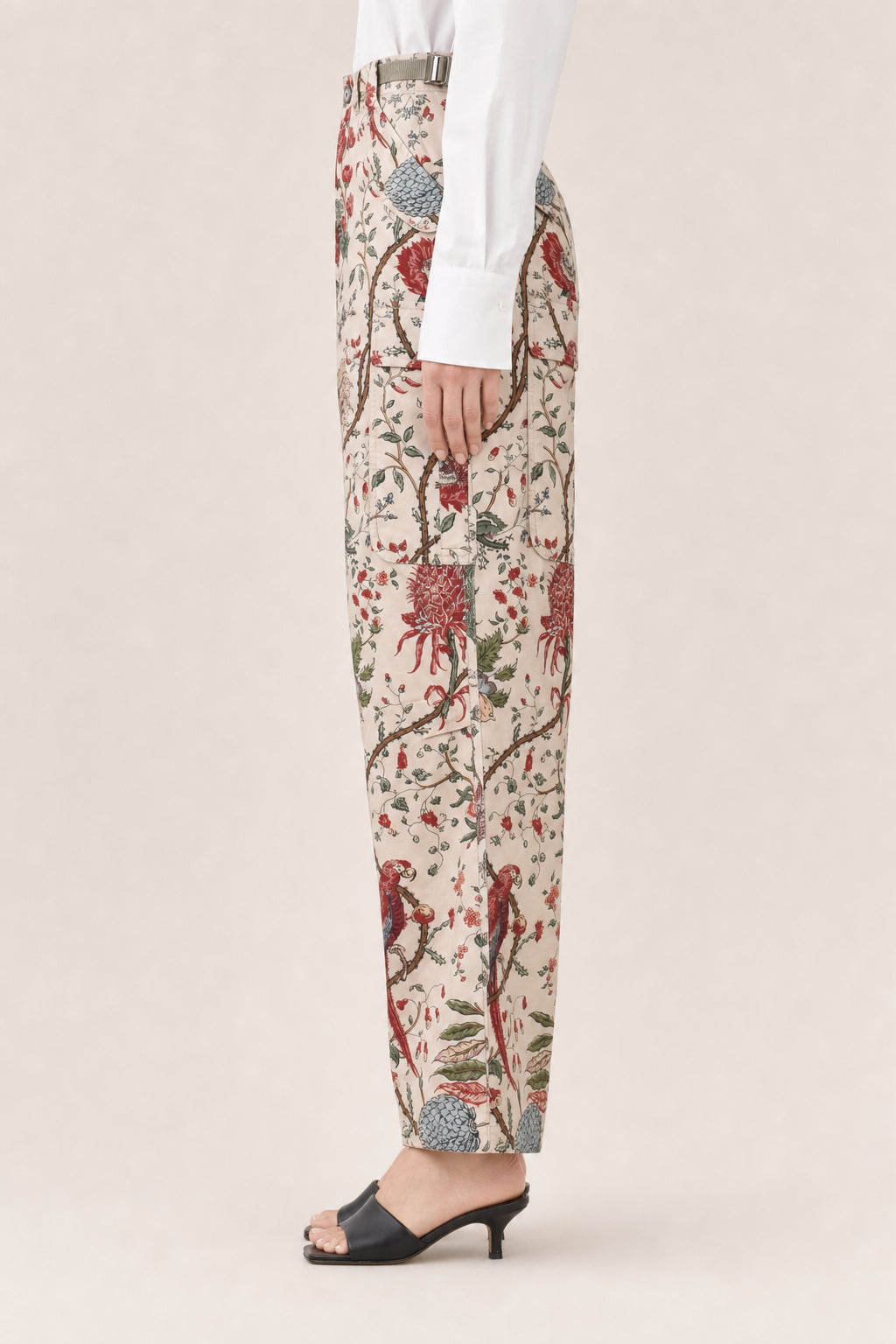 DIOR WOMEN'S BEIGE FLORAL PRINT TROUSERS