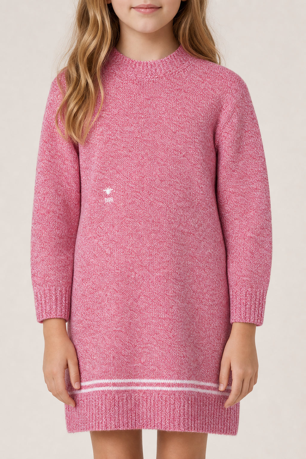 DIOR KIDS PINK KNIT SWEATER DRESS