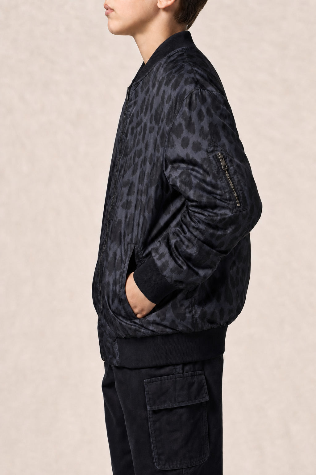DIOR KIDS BLACK LEOPARD PRINT JACKET