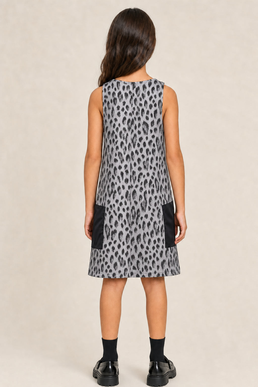DIOR KIDS GREY LEOPARD PRINT DRESS