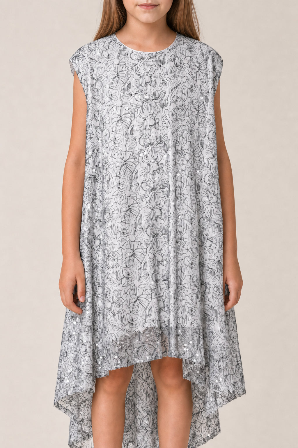 DIOR KIDS WHITE BLACK FLORAL DRESS