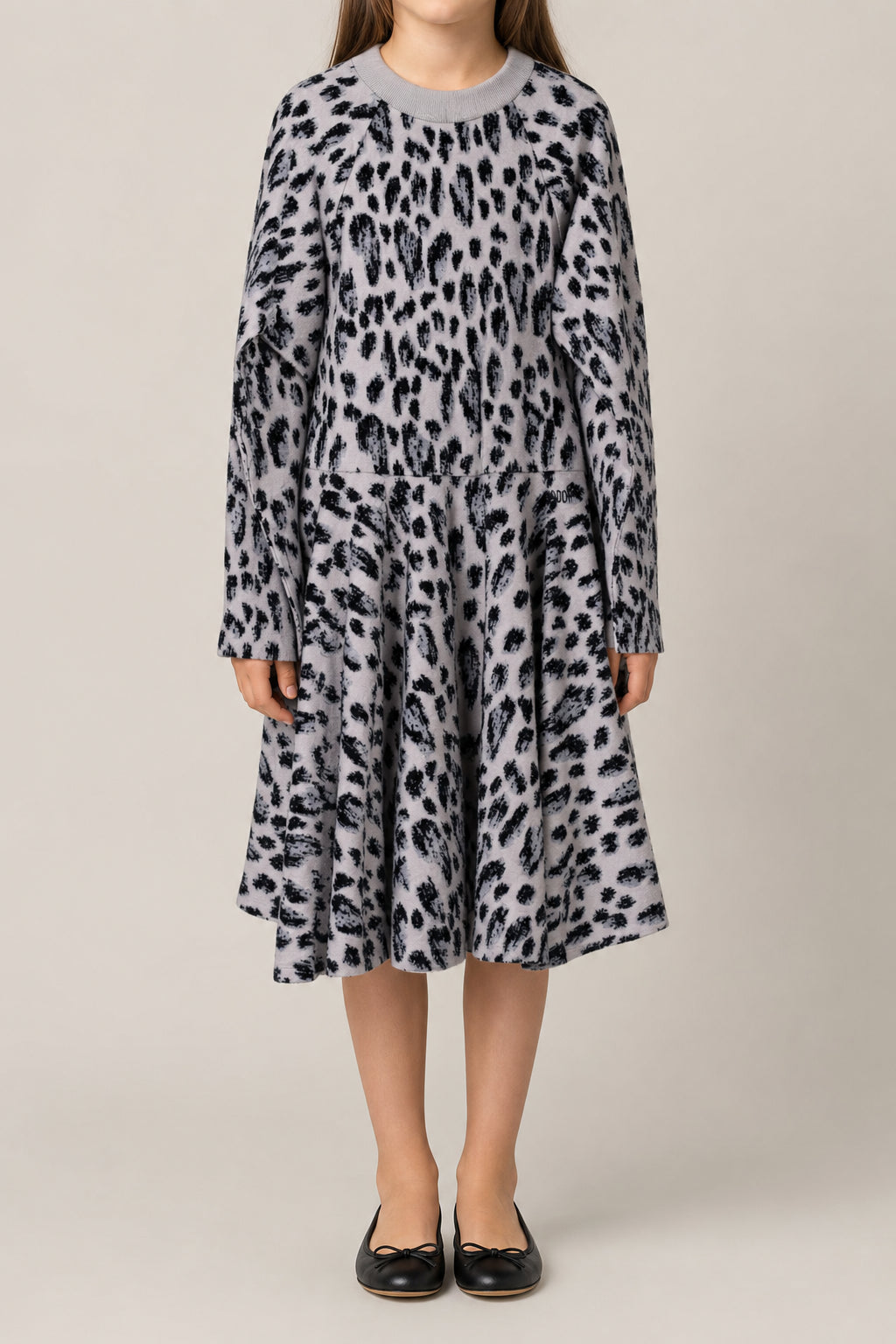 DIOR KIDS'S GREY WOOL PATTERNED DRESS