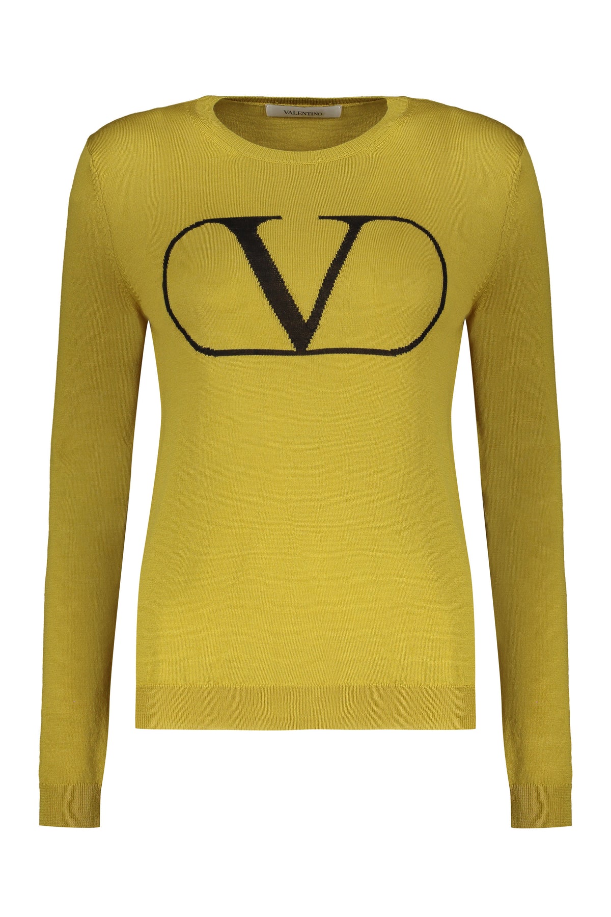 VALENTINO WOMEN'S YELLOW WOOL CREWNECK SWEATER