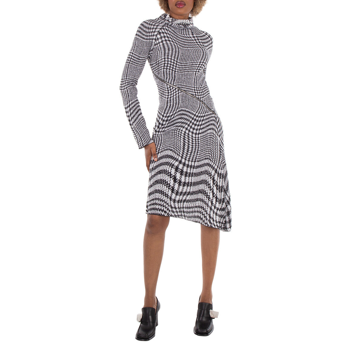BURBERRY WOMEN'S BLACK WHITE PATTERNED DRESS