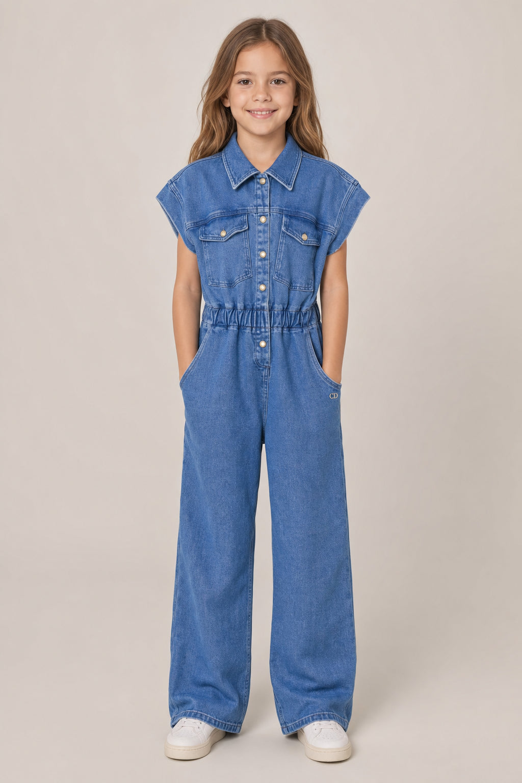 DIOR KIDS'S BLUE DENIM JUMPSUIT