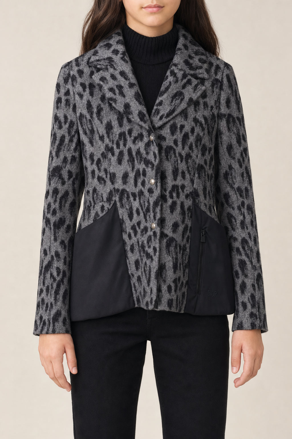 DIOR KIDS'S GREY LEOPARD PRINT JACKET