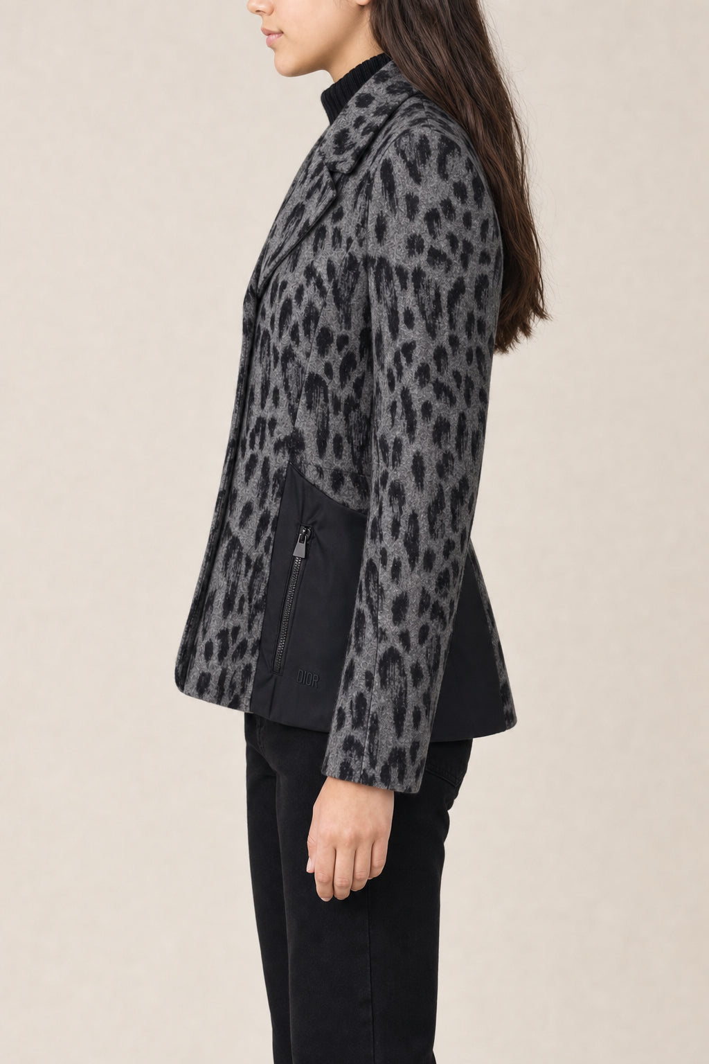 DIOR KIDS'S GREY LEOPARD PRINT JACKET