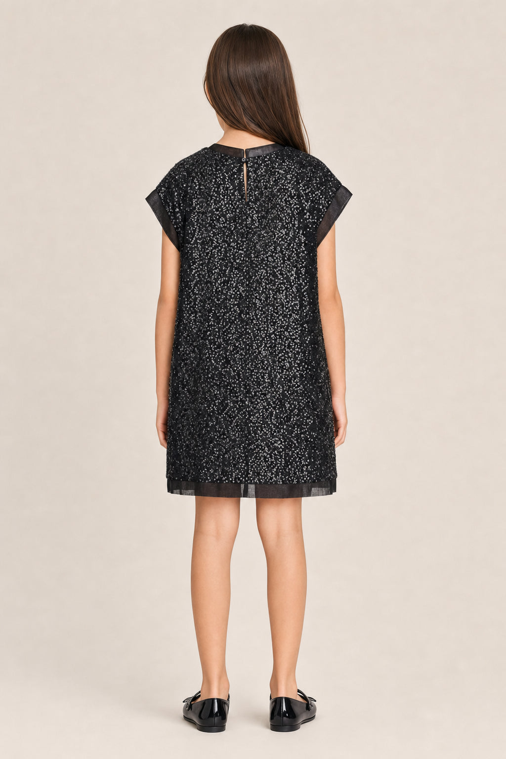 DIOR KIDS BLACK SEQUIN SHIFT DRESS