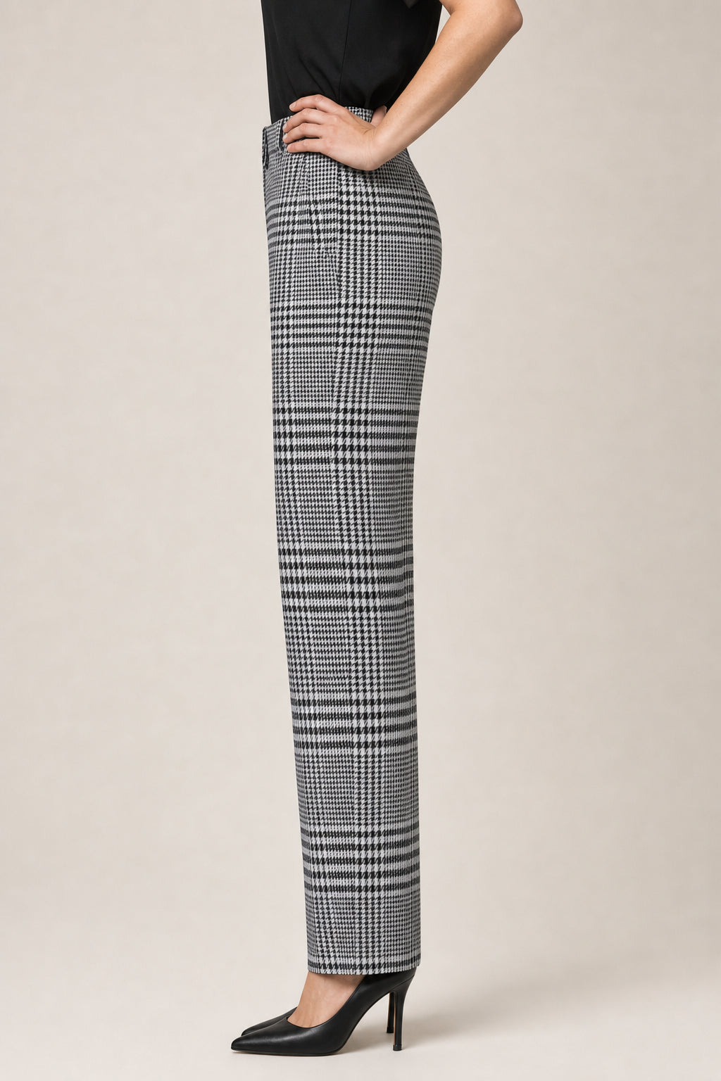 BURBERRY WOMEN'S HOUNDSTOOTH CHECK PATTERN WOOL TROUSERS NWT