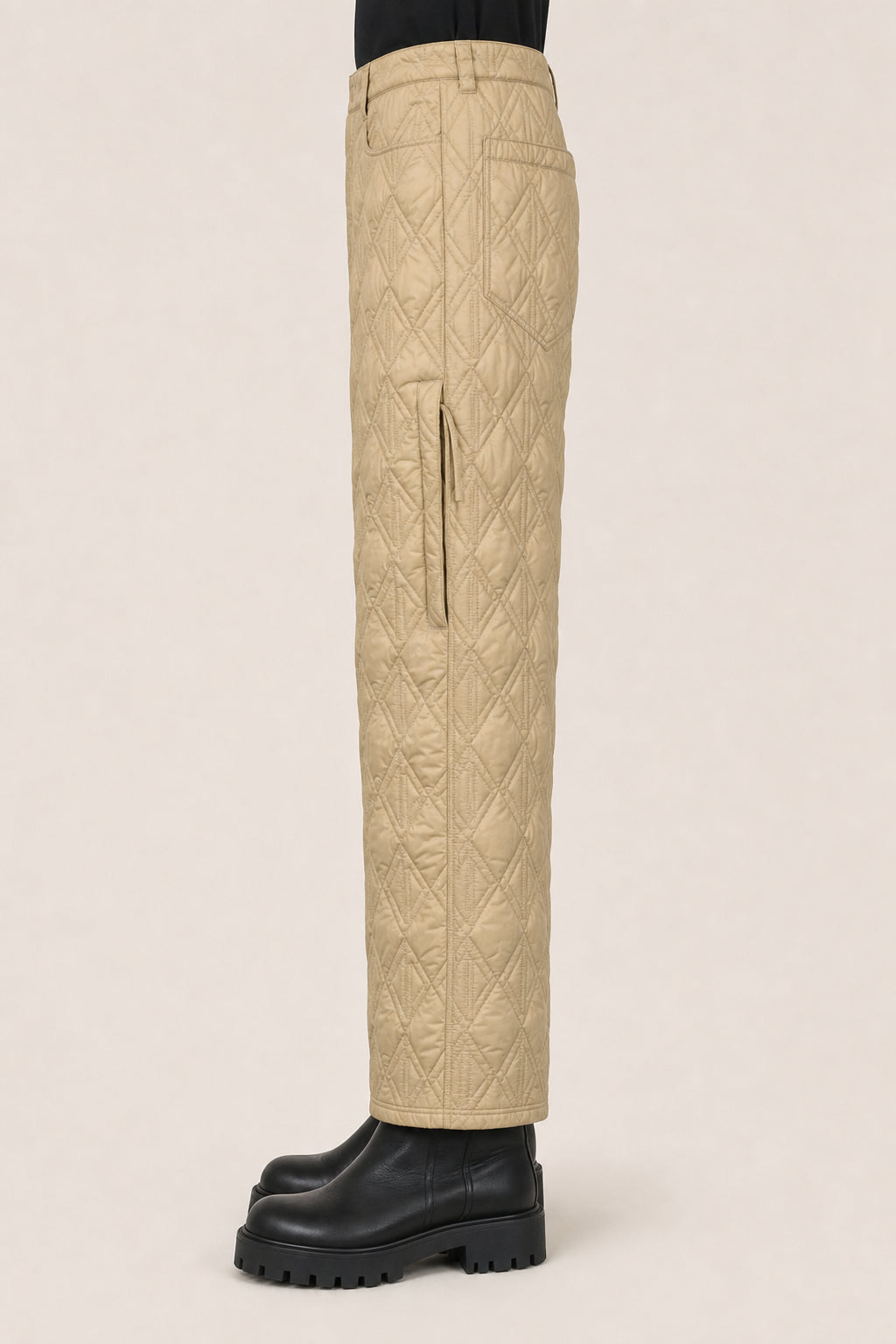DIOR MEN'S KHAKI QUILTED WIDE TROUSERS