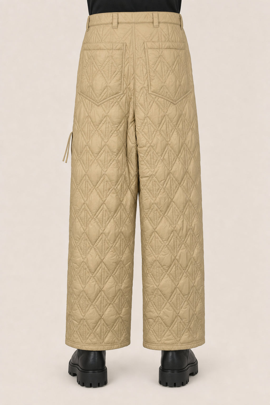 DIOR MEN'S KHAKI QUILTED WIDE TROUSERS
