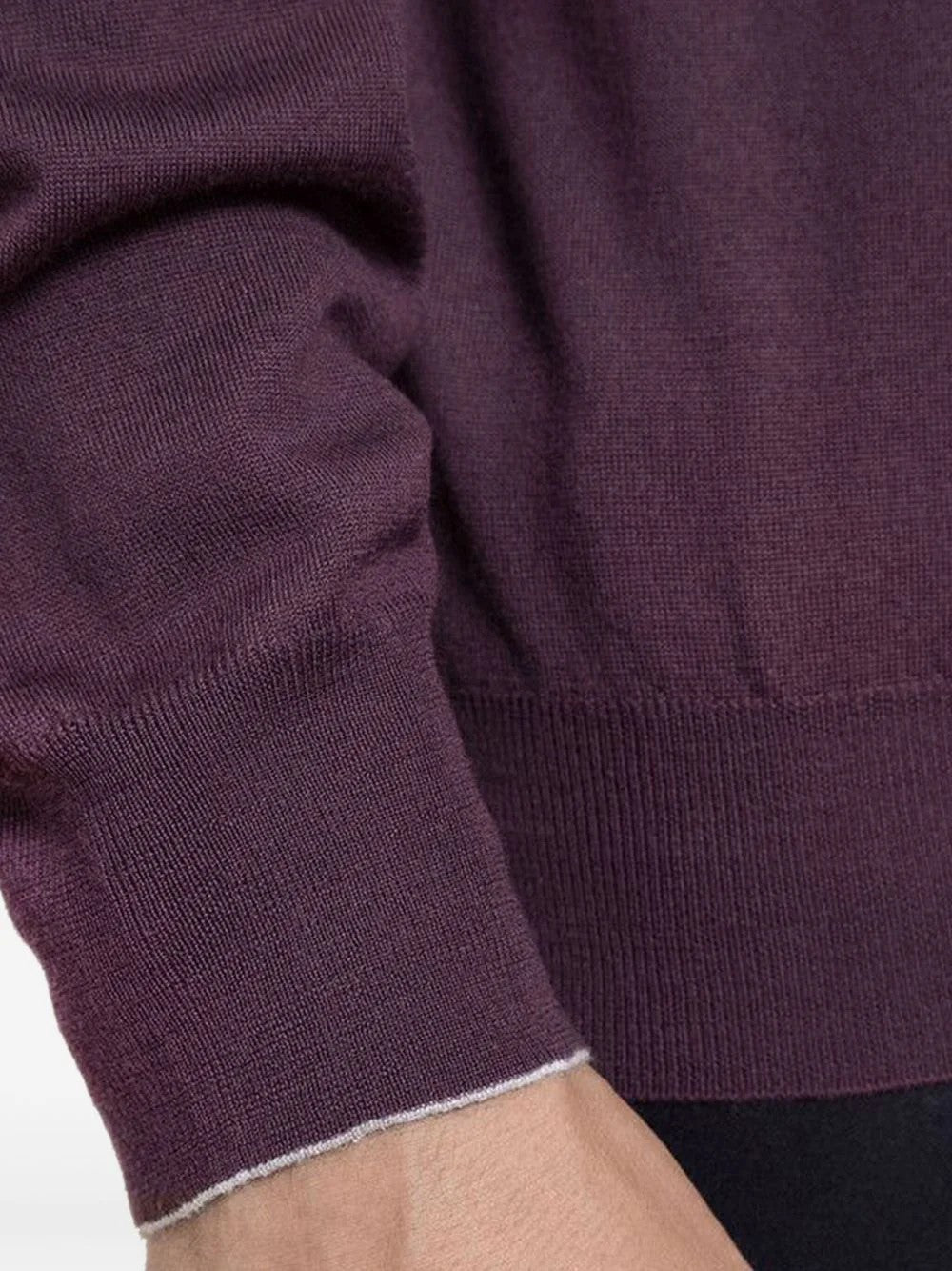 BRUNELLO CUCINELLI MEN'S PLUM TURTLENECK KNIT SWEATER