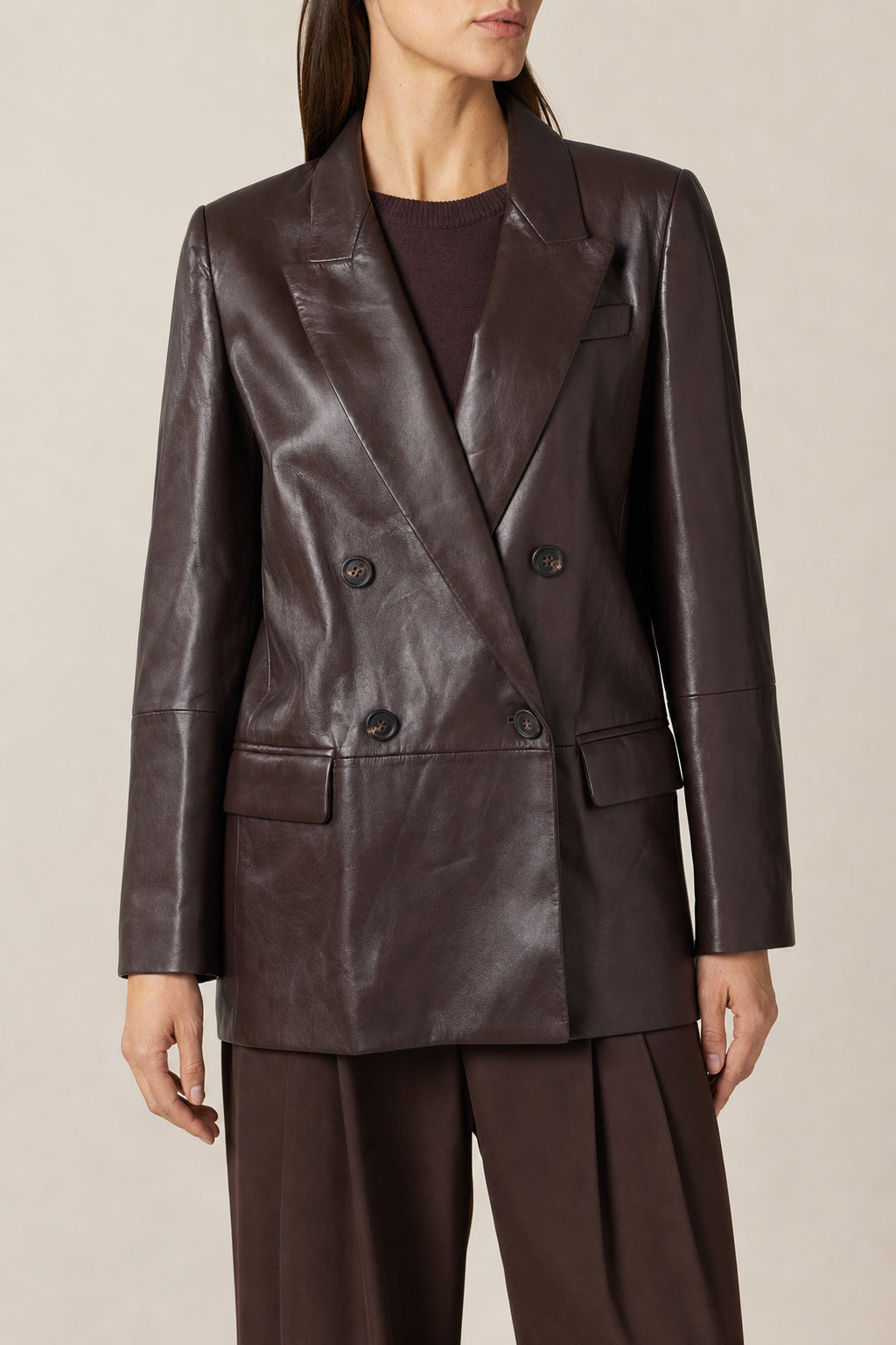 BRUNELLO CUCINELLI WOMEN'S NEW SIGARO LEATHER JACKET