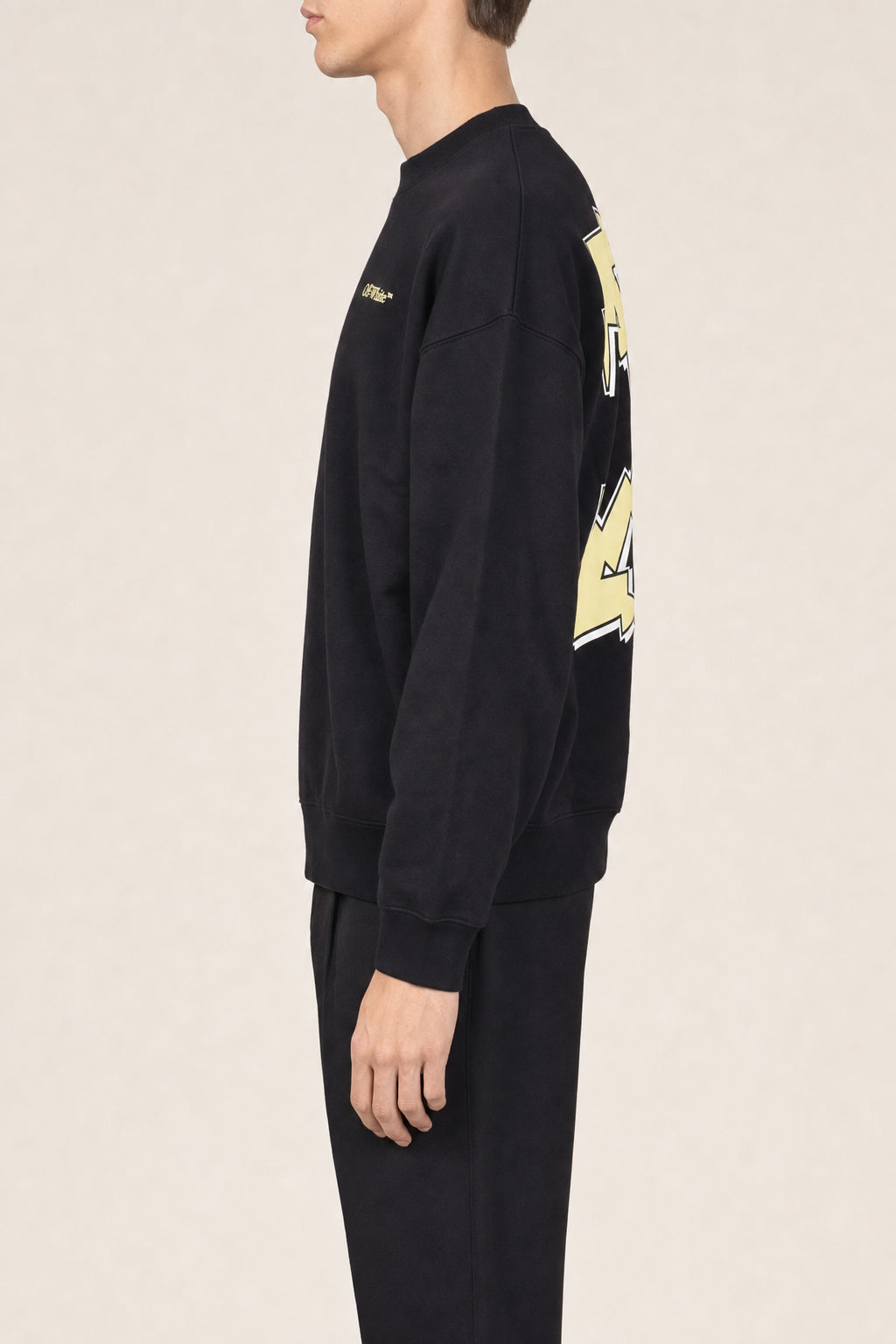 OFF-WHITE MEN'S BLACK COTTON SWEATSHIRT