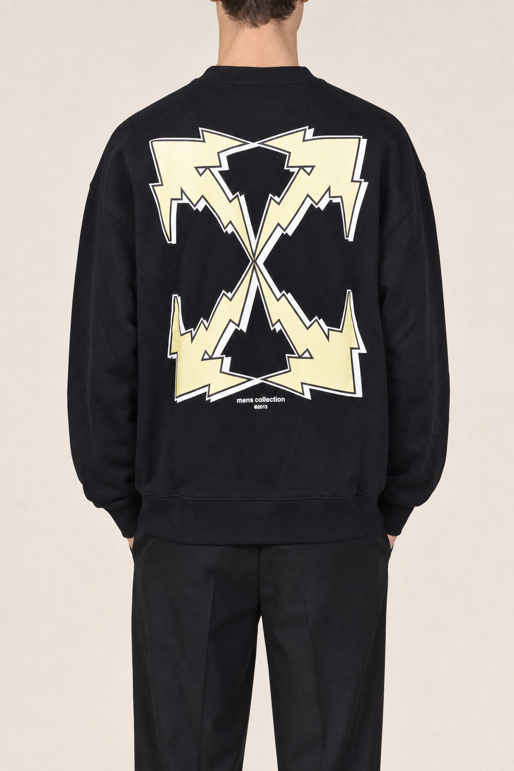 OFF-WHITE MEN'S BLACK COTTON SWEATSHIRT