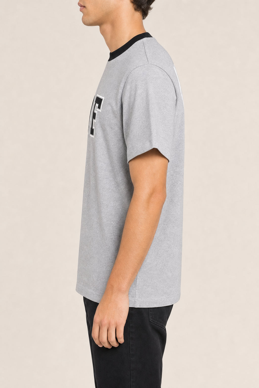 OFF-WHITE MEN'S HEATHER GREY COTTON SHIRT
