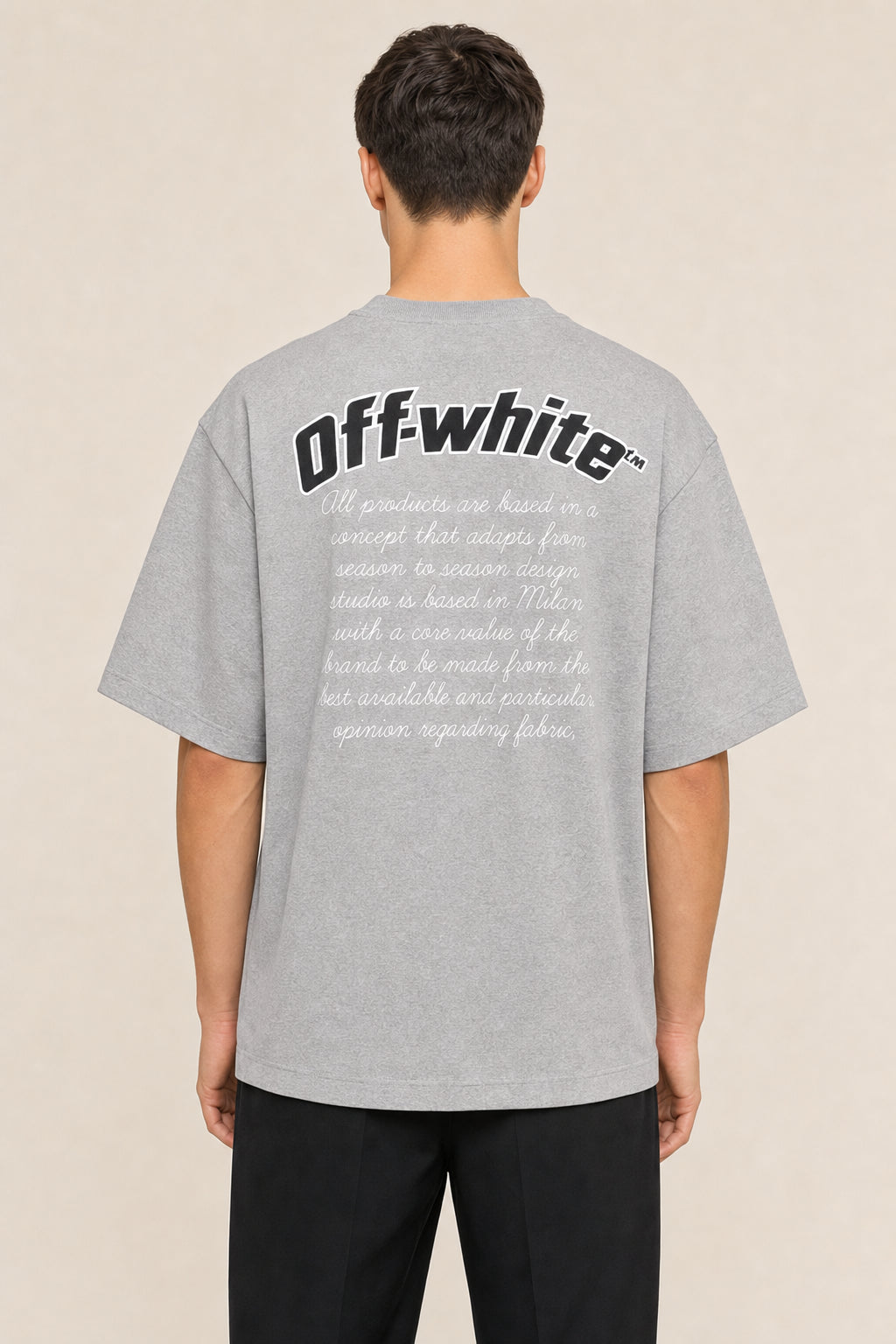 OFF-WHITE MEN'S SKATE FIT VARSITY GRAY SHORT SLEEVE TEE SHIRT NWT MSRP $445.00