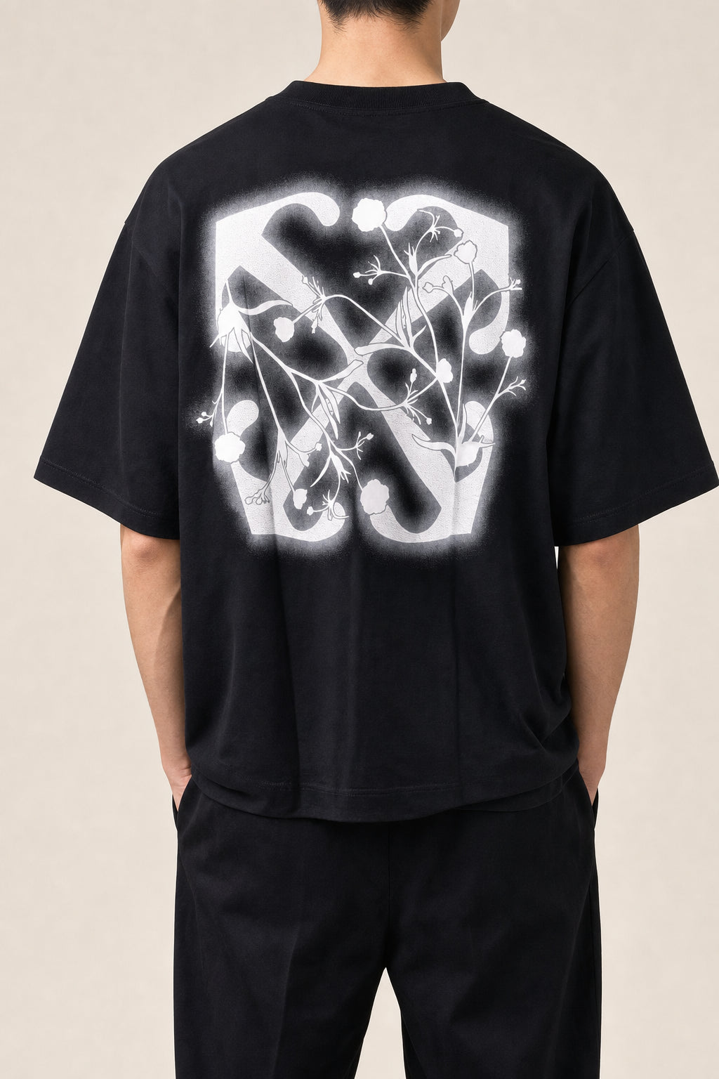 OFF-WHITE MEN'S BLACK COTTON OVERSIZED SHIRT
