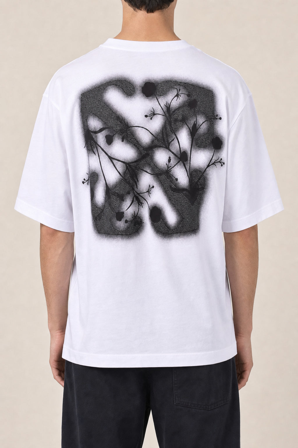 OFF-WHITE MEN'S WHITE COTTON OVERSIZED SHIRT