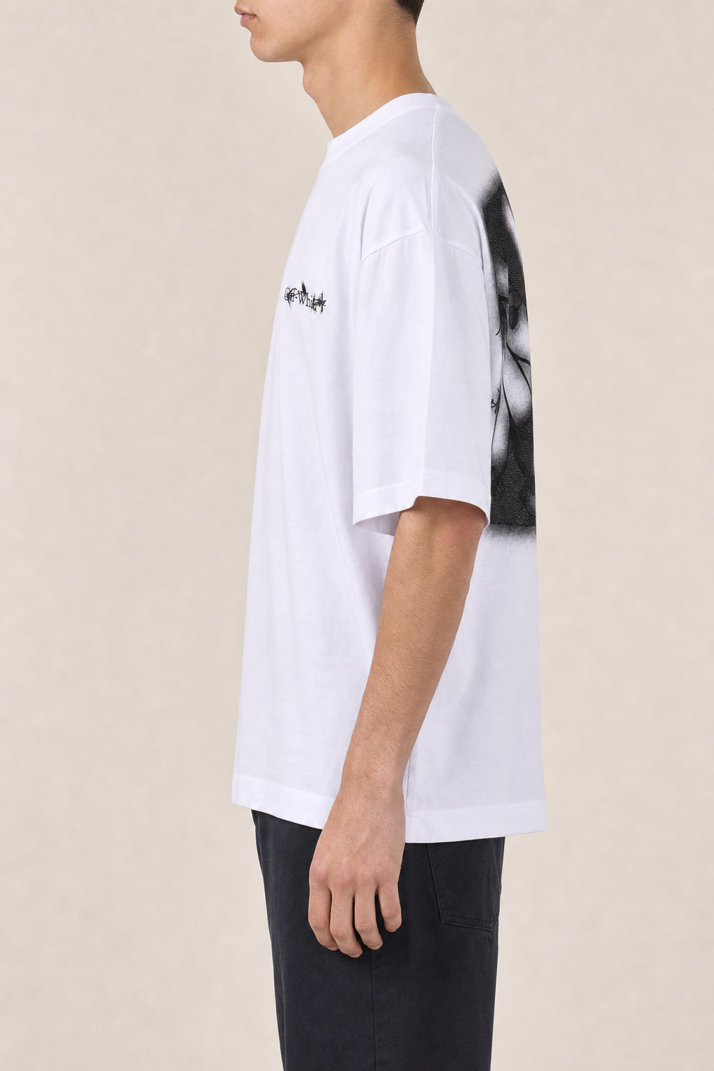 OFF-WHITE MEN'S WHITE COTTON OVERSIZED SHIRT