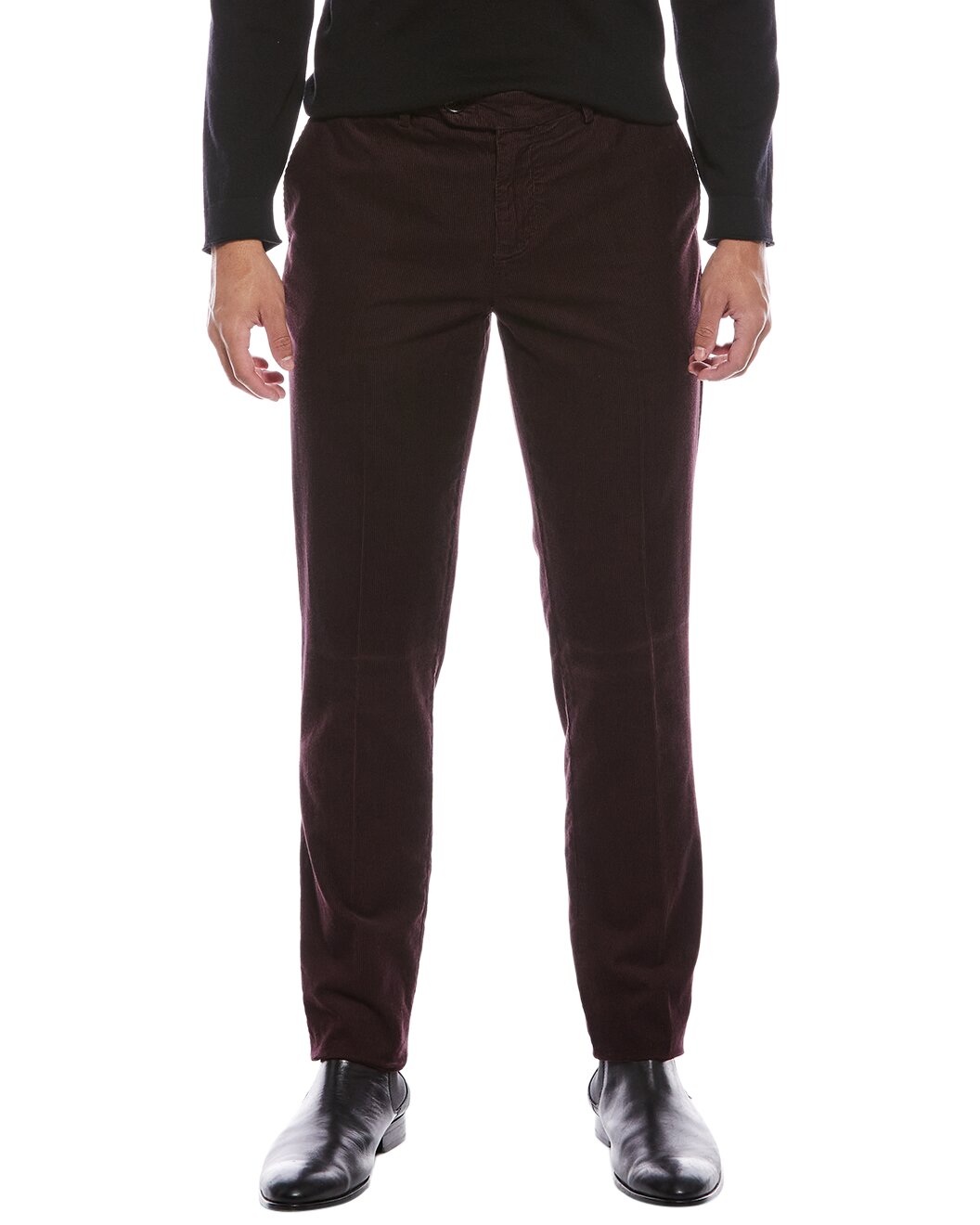 BRUNELLO CUCINELLI MEN'S PLUM COTTON STRAIGHT LEG TROUSERS