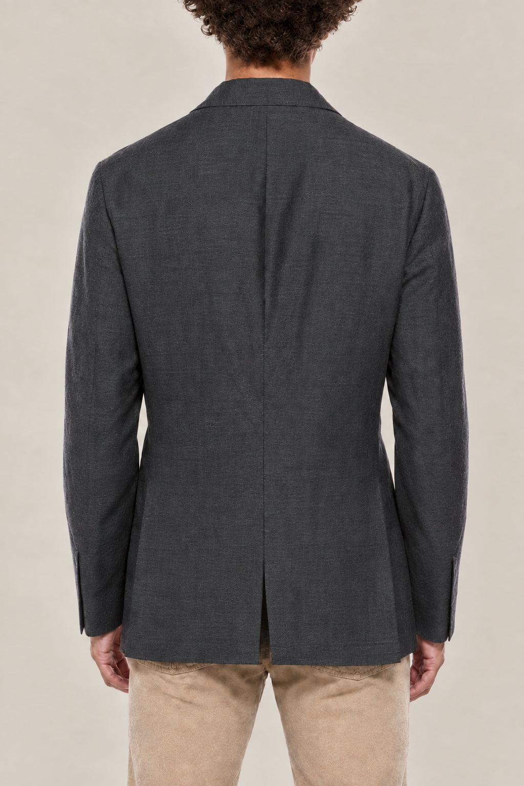 BRUNELLO CUCINELLI MEN'S GREY WOOL LINEN BLAZER