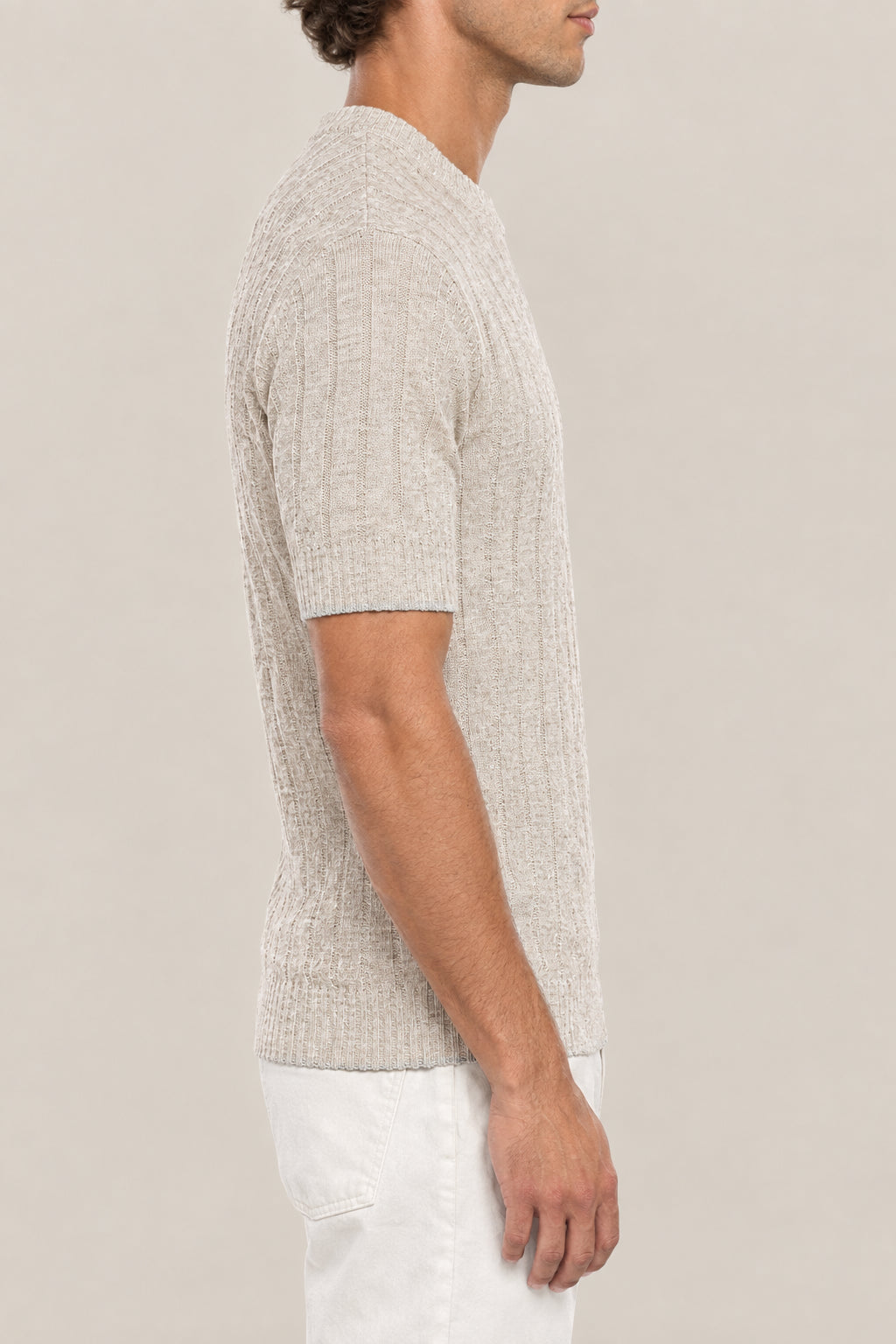 BRUNELLO CUCINELLI MEN'S JUTE LINEN COTTON SWEATER