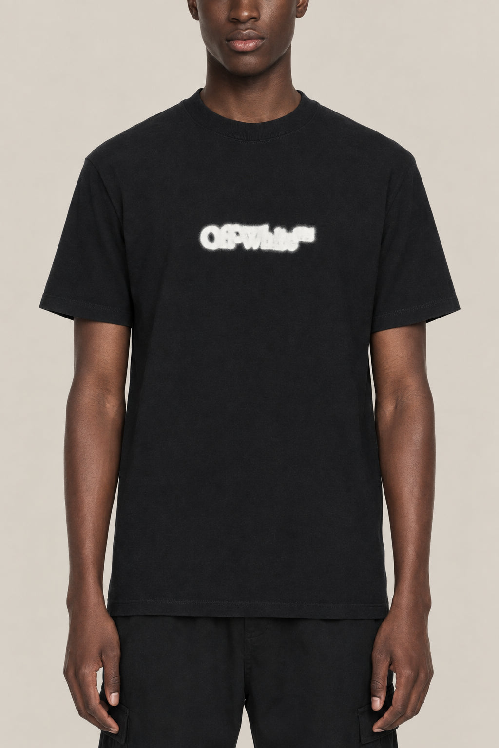 OFF-WHITE MEN'S BLACK COTTON SPRAY PRINT SHIRT
