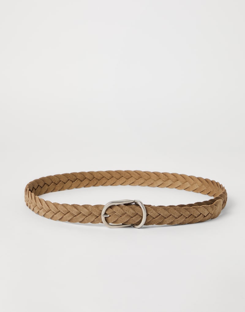 BRUNELLO CUCINELLI MEN'S TOBACCO BRAIDED LEATHER BELT