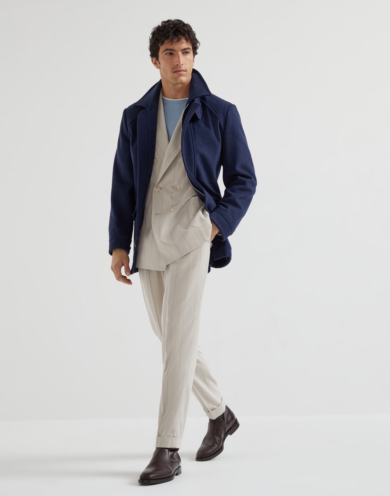 BRUNELLO CUCINELLI MEN'S ICE DOUBLE BREASTED SILK BLAZER