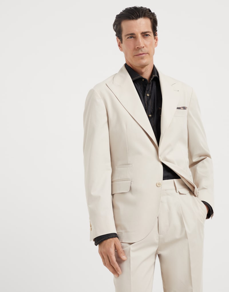 BRUNELLO CUCINELLI MEN'S FLAX SEEDS COTTON WOOL BLEND BLAZER