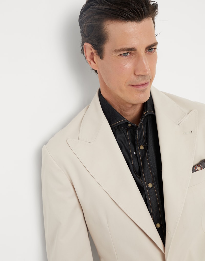 BRUNELLO CUCINELLI MEN'S FLAX SEEDS COTTON WOOL BLEND BLAZER