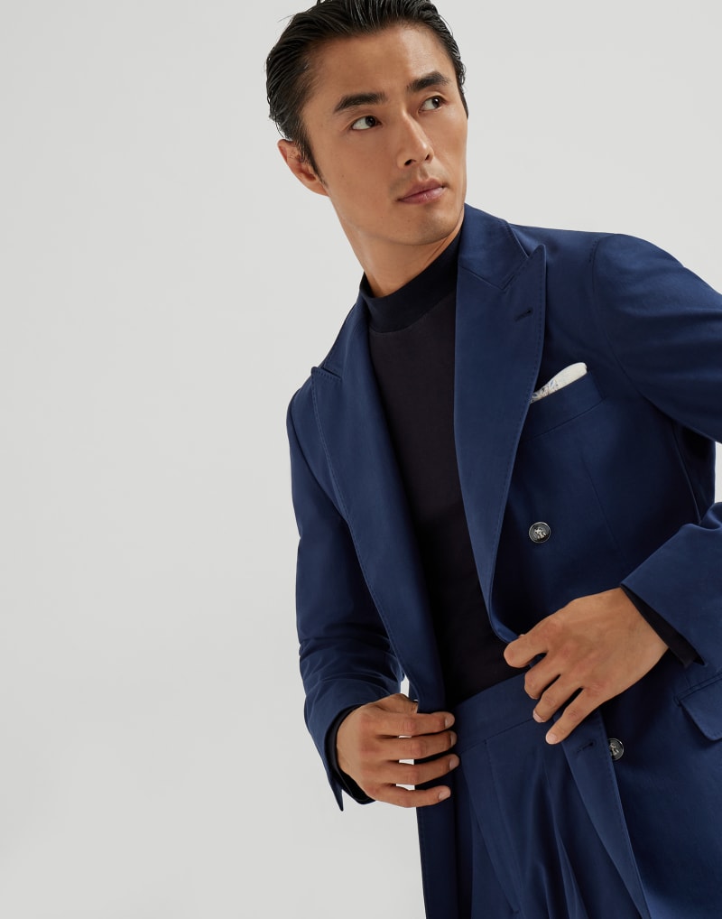BRUNELLO CUCINELLI MEN'S OCEAN DOUBLE BREASTED COTTON BLAZER