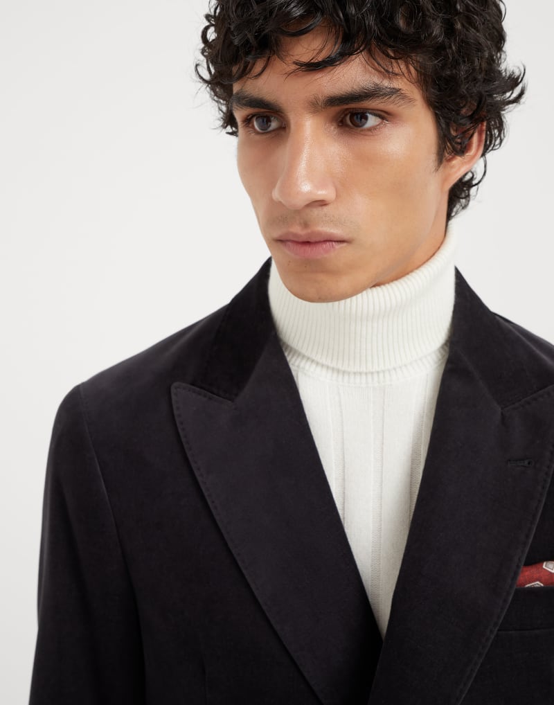 BRUNELLO CUCINELLI MEN'S DARK GREY DOUBLE BREASTED COTTON BLAZER