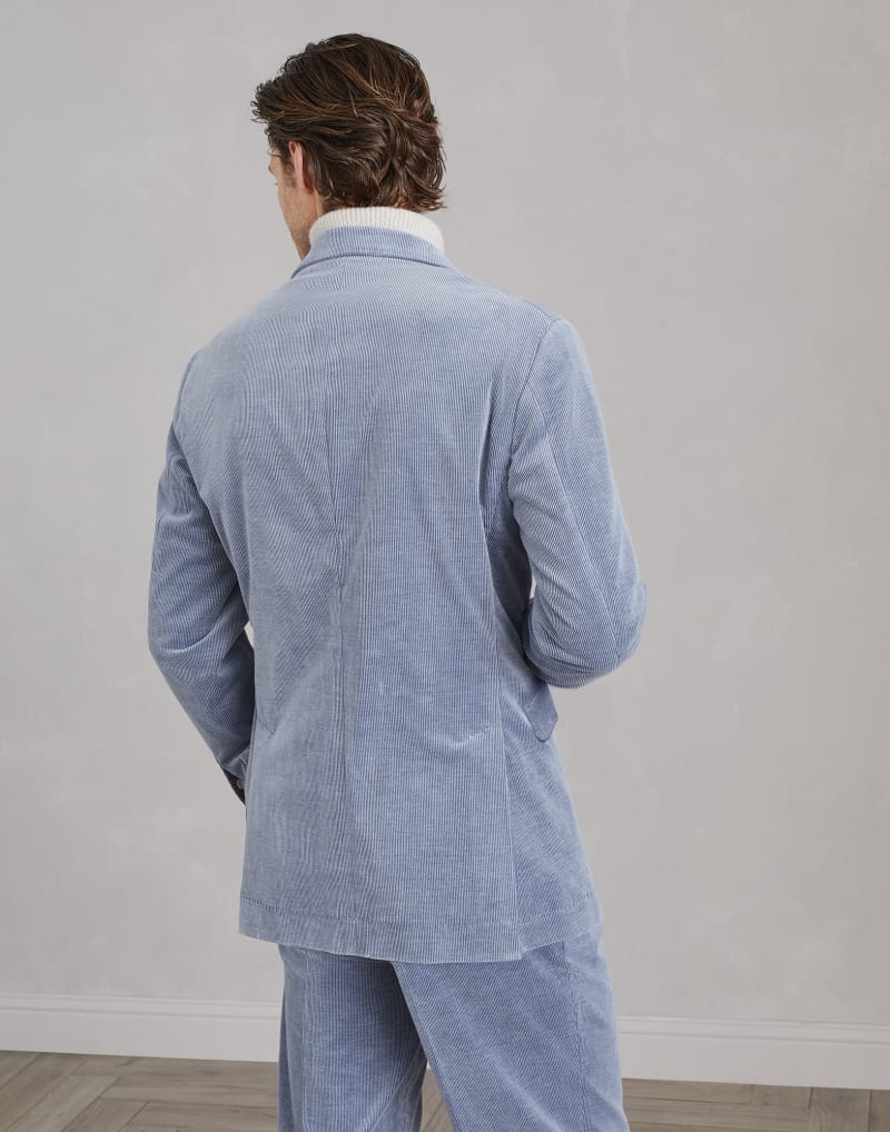 BRUNELLO CUCINELLI MEN'S DENIM COTTON WOOL BLEND BLAZER
