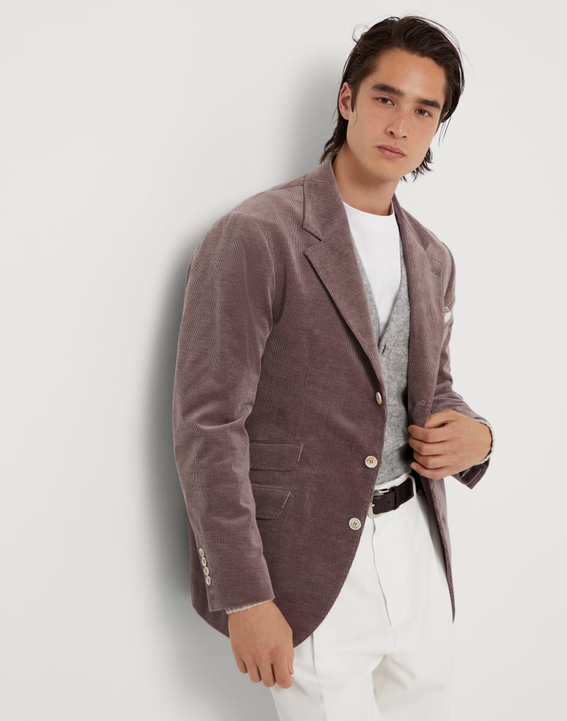 BRUNELLO CUCINELLI MEN'S ONION COTTON WOOL BLEND BLAZER