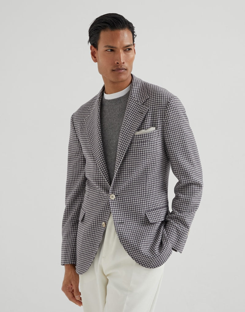 BRUNELLO CUCINELLI MEN'S PANAMA RADICCHIO WOOL SILK BLEND BLAZER