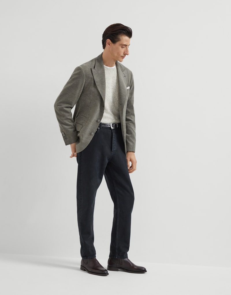 BRUNELLO CUCINELLI MEN'S OLD KHAKI WOOL SILK BLEND BLAZER