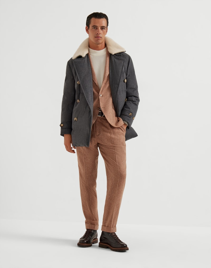BRUNELLO CUCINELLI MEN'S AUTUMN CAPSULES WOOL HERRINGBONE BLAZER