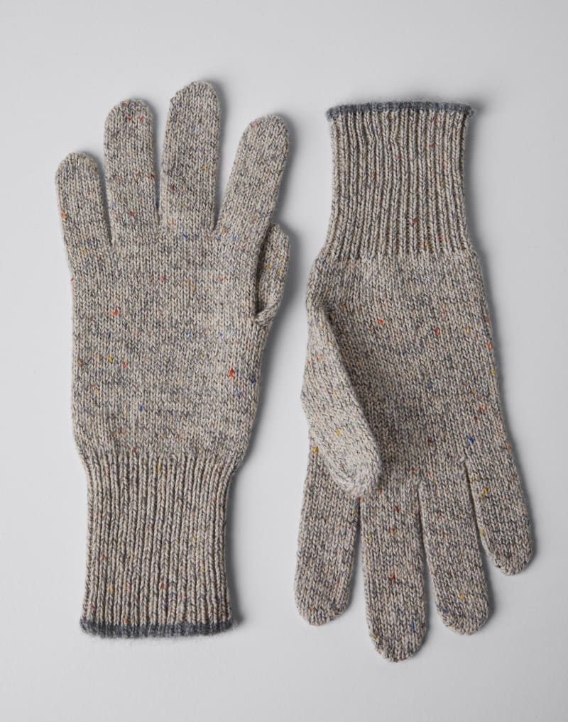 BRUNELLO CUCINELLI MEN'S BEIGE WOOL KNIT GLOVES