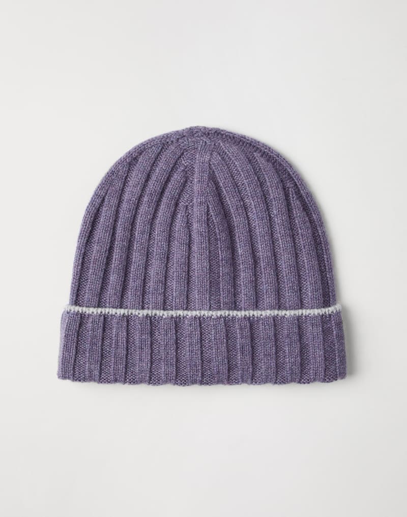 BRUNELLO CUCINELLI MEN'S IRIS PEBBLE WOOL RIBBED KNIT HAT